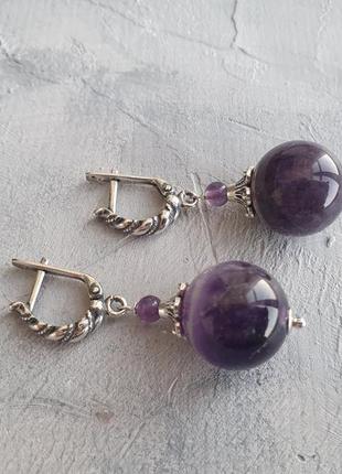 Сережки срібні "аметист".6 фото