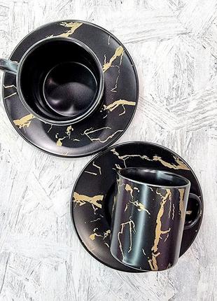 Кофейный фарфоровый набор bonadi мраморная роскошь