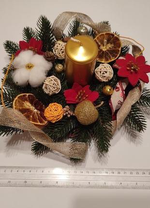 Різдвяна свічка, новорічна композиція зі свічкою2 фото