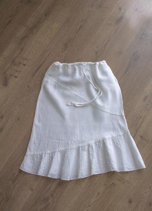 Спідниця юбка лляна біла h&m1 фото