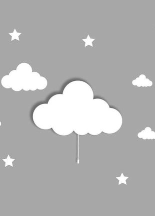 Нічник хмаринка в зірках для дитячих кімнат комплект. (№1)1 фото