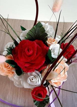 Букет цветов из гофробумаги2 фото