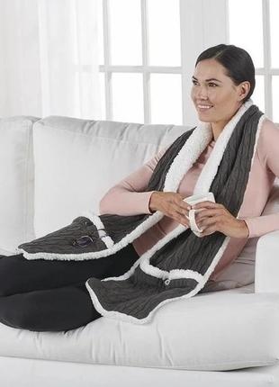 Плюшевий шарф. зимовий м'який домашній шарф з кишенями на гудзиках huggle pocket