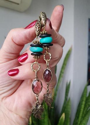 Серьги "сердоликовый агат, кокос, магнезит"