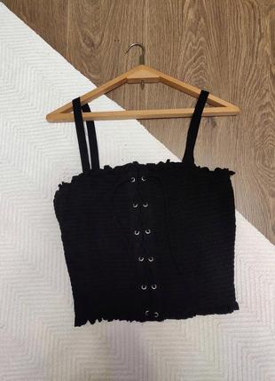 Черный топ на завязках new look 46 размер xl l m