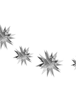 Праздничная гирлянда 3d звезды (фольга серебро)3 фото