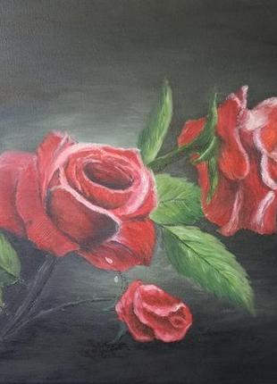 Картина маслом "розы"
