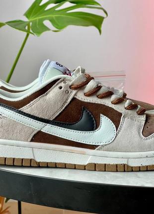 Кроссовки nike sb dunk low 85 double swoosh beige brown’8 фото