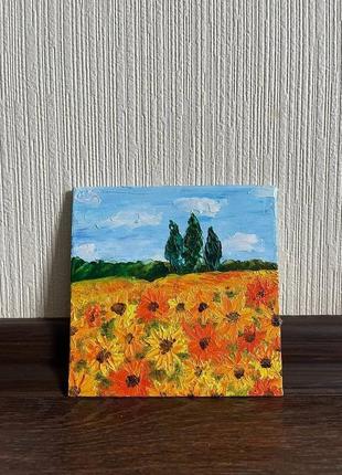 Картина маслом "поле з квітами"