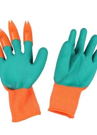 Садові рукавички з кігтями для городу garden genie gloves 2 в 1