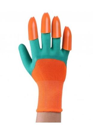 Садовые перчатки  с когтями для огорода garden genie gloves 2 в 16 фото