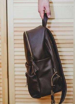 Стильный кожаный рюкзак, кожаный рюкзак унисекс, женский кожаный рюкзак, мужской кожаный рюкзак4 фото