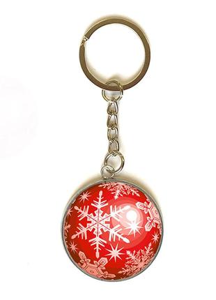 3d брелок новорічний сніжинка (червоний) 3,5см