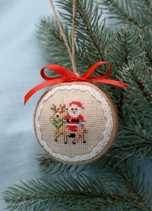 Ялинкова іграшка з ручною вишивкою, дитячий різдвяний декор
