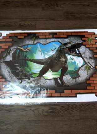 Интерьерная наклейка zoo динозавр сквозь стену 3d69003 90х60см2 фото