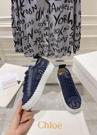 Кеди мереживні chloe білі голубі бежеві чорні