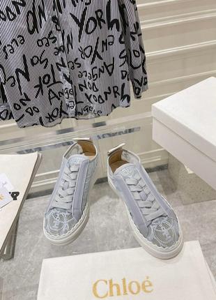 Кеди мереживні chloe білі голубі бежеві чорні