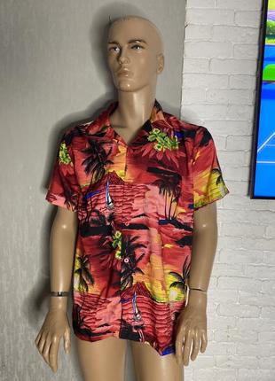 Гавайська сорочка у яскравий тропічний принт  v.h.o , l1 фото