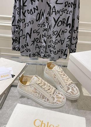 Кеди мереживні chloe білі голубі бежеві чорні