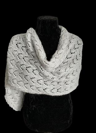 Ажурний сірий шарф5 фото