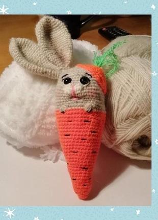 Морквяний зай. іграшка ручної роботи8 фото