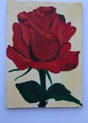 Міні картина маслом "троянда"