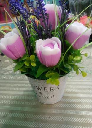 Флористична композиція. весняний букет з тюльпанів (мило ручної роботи)4 фото
