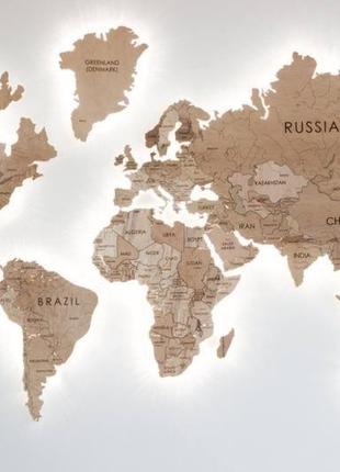 Карта мира на акриле с подсветкой1 фото