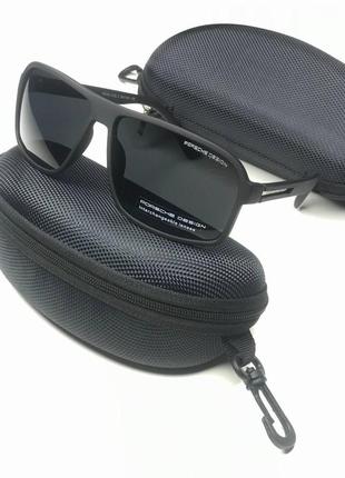 Мужские солнцезащитные очки porsche design черные матовые polarized порше с поляризацией антибликовые4 фото