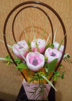 Сувенірна мило букет весняних тюльпанів2 фото