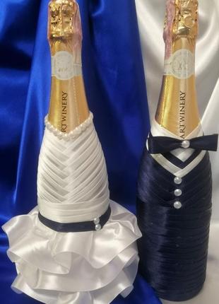 Свадебное шампанское  жених и невеста2 фото