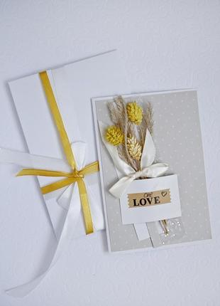 Весільна листівка one love та конверт для грошей1 фото