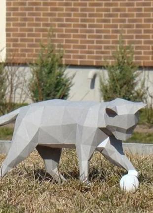 Paperkhan набір для створення 3d фігур котик з піднятою лапкою кіт кішка паперкрафт пазл орігамі подарунковий набір подарунок