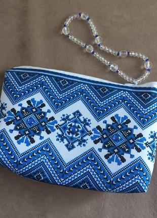 Сумочка-клатч нареченої в українському стилі, синя