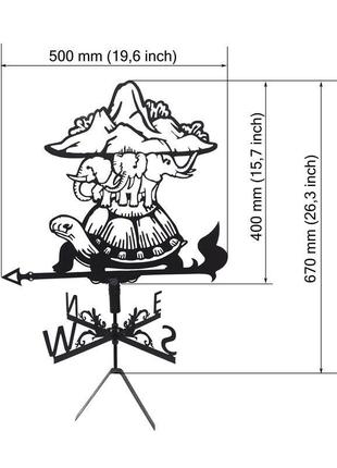 Флюгер на дах будинку "черепаха, плоска земля на слонах" з металу 2 мм2 фото