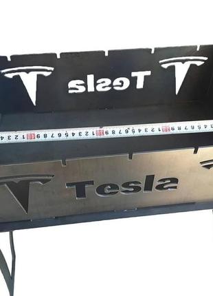 Мангал раскладной, сталь 3 мм, "tesla" (автомангал переносной тесла) на 5 шампуров + рукавицы4 фото