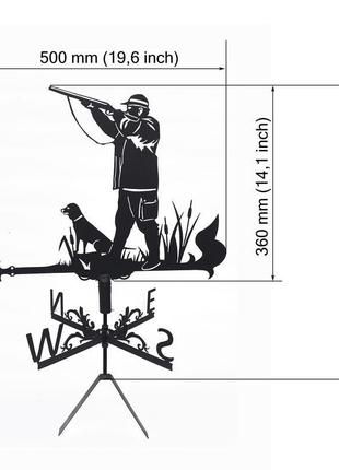 Флюгер на крышу дома "охотник " с металла 2 мм2 фото