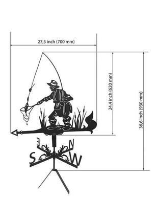 Флюгер на дах будинку "рибак, рибак" з металу 2 мм3 фото
