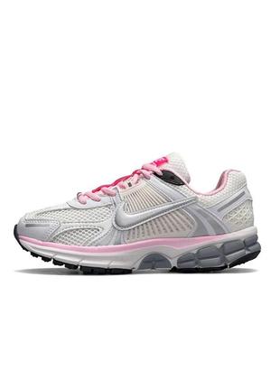 Женские кожаные сетка кроссовки nike vomero 5 wmns white pink, женские кеды найк белые, женская обувь7 фото