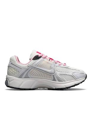 Женские кожаные сетка кроссовки nike vomero 5 wmns white pink, женские кеды найк белые, женская обувь8 фото