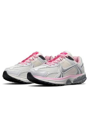 Женские кожаные сетка кроссовки nike vomero 5 wmns white pink, женские кеды найк белые, женская обувь5 фото