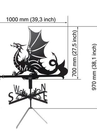 Флюгер на дах будинку "дракон" №1 з металу 2 мм4 фото