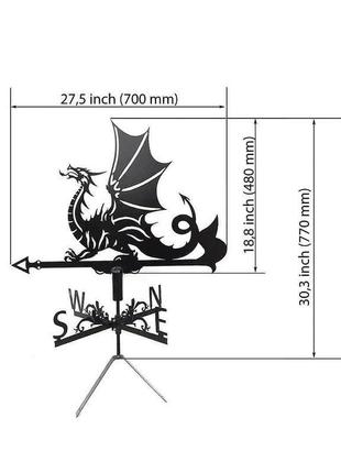 Флюгер на крышу дома "дракон" №1 с металла 2 мм3 фото