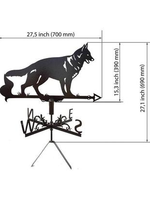 Флюгер на дах будинку "вовк" з металу 2 мм3 фото