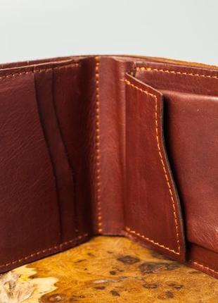 Маленький шкіряний гаманець з совою на 10 відділів (має монетницу і прозорий) з тисненням світло-кор2 фото