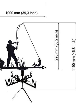 Флюгер на дах будинку "рибак зі щукою, рибак" з металу 2 мм4 фото