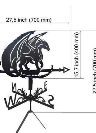 Флюгер на крышу дома "дракон №2" с металла 2 мм3 фото