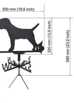 Флюгер на дах будинку "собака, пес, щеня" №2 з металу 2 мм2 фото