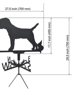 Флюгер на дах будинку "собака, пес, щеня" №2 з металу 2 мм3 фото