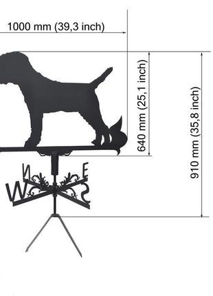 Флюгер на крышу дома "собака, пёс, щенок" №2 с металла 2 мм4 фото